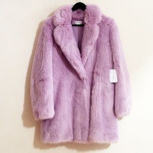 NWT Lovers + Friends Tillie Faux Fur Coat in Lilac